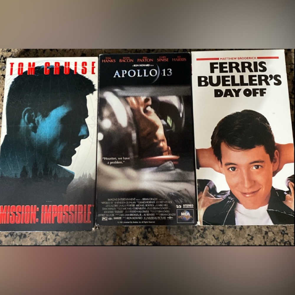 Vintage VHS movie APOLLO 13, Mission Impossible, Farris Blueller’s Day Off -used